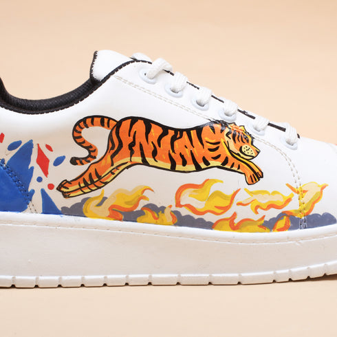 Hand-Painted Sneakers - Tiger