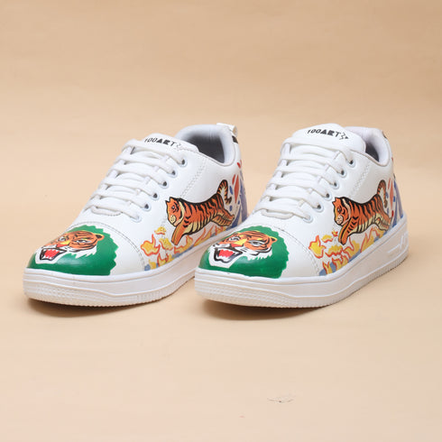 Hand-Painted Sneakers - Tiger