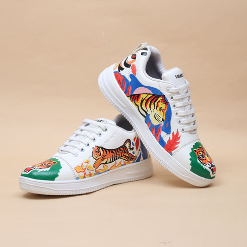 Hand-Painted Sneakers - Tiger