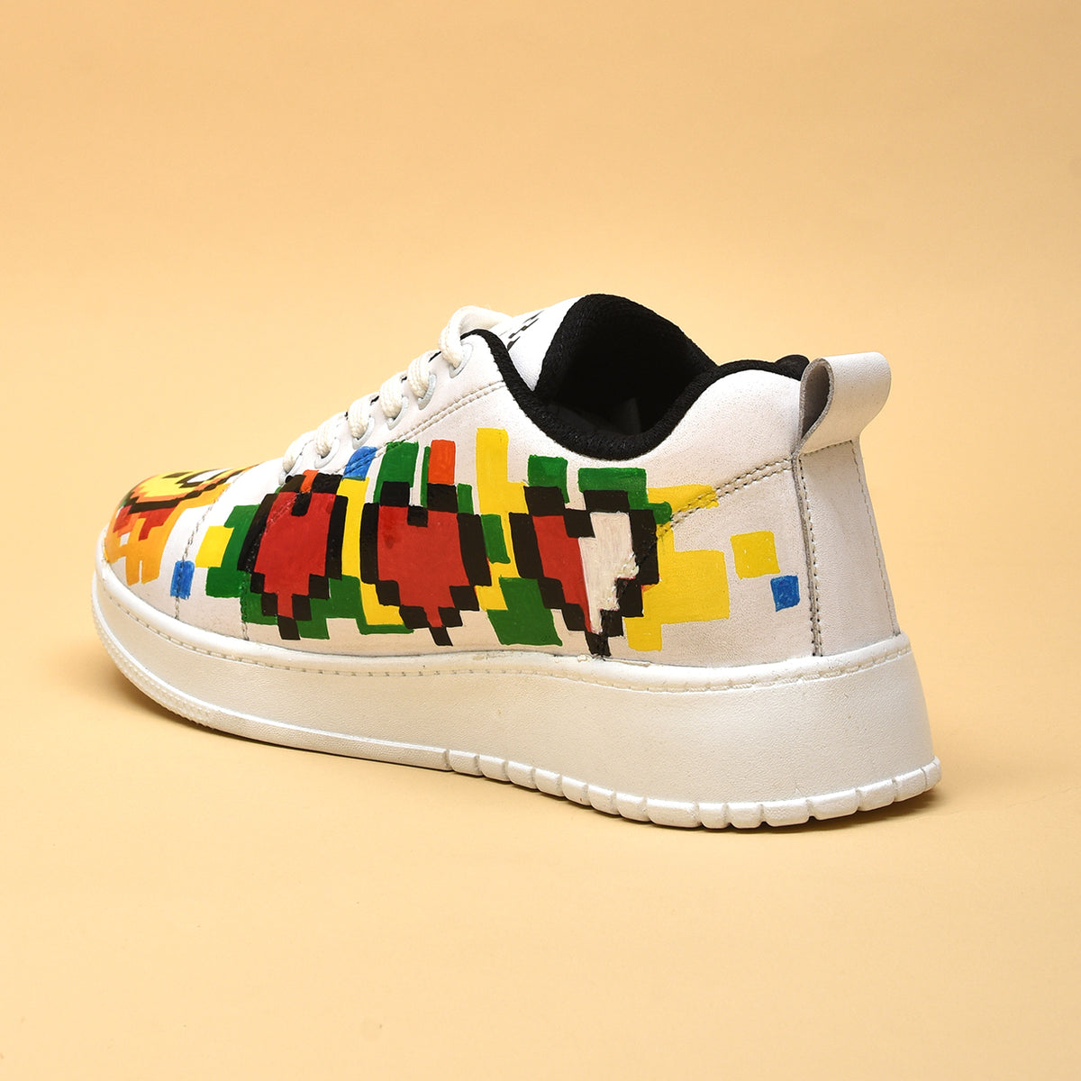 Hand-Painted Sneakers Pixel – 100 Art Apparels - Main Image