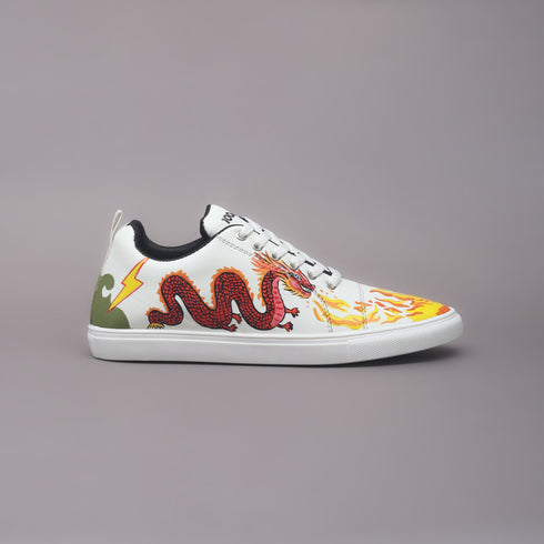 Hand-Painted Sneakers - Red Fang