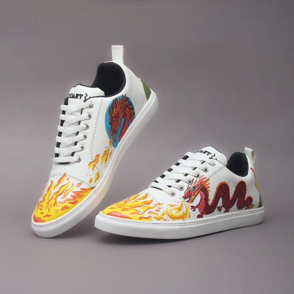 Hand-Painted Sneakers - Red Fang