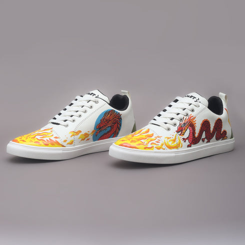 Hand-Painted Sneakers - Red Fang