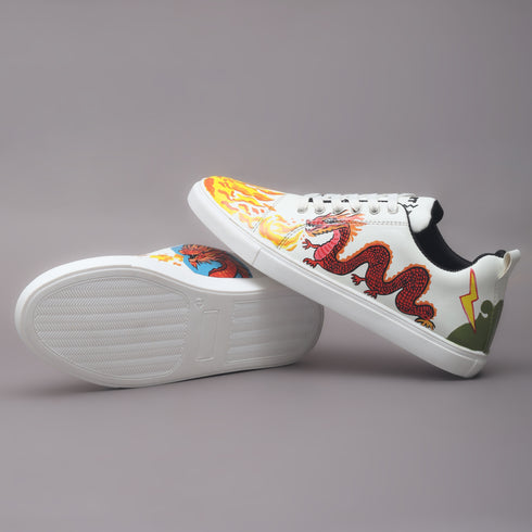 Hand-Painted Sneakers - Red Fang