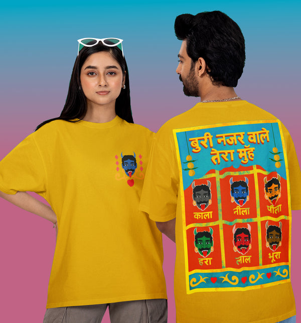 Buri Nazar Waale Printed T-Shirt - Mustard Yellow