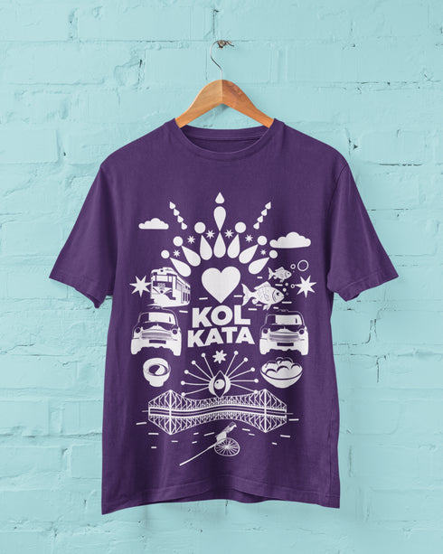 Fatafati Kolkata Printed T-Shirt - Purple