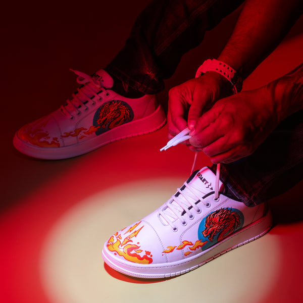 Hand-Painted Sneakers - Red Fang