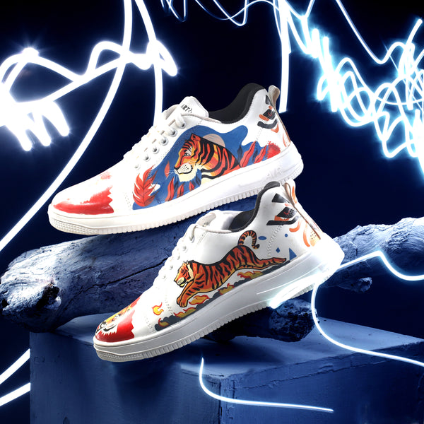 Hand-Painted Sneakers - Tiger