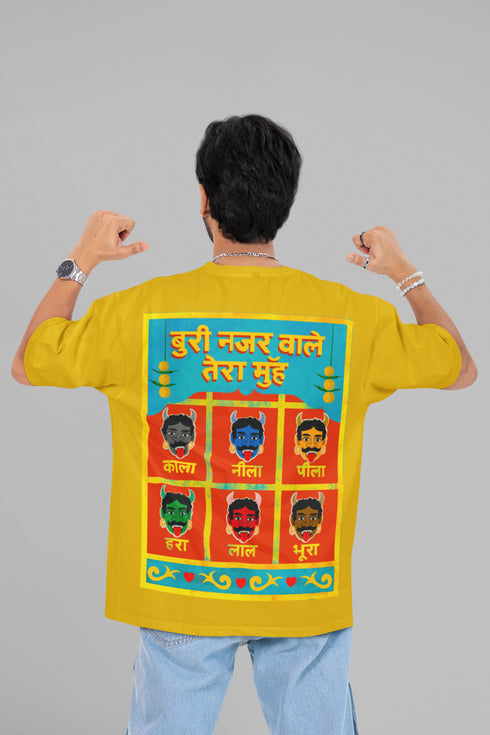 Buri Nazar Waale Printed T-Shirt - Mustard Yellow