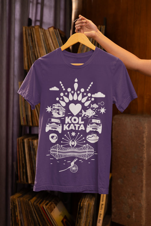 Fatafati Kolkata Printed T-Shirt - Purple