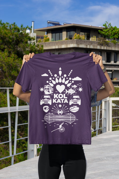 Fatafati Kolkata Printed T-Shirt - Purple