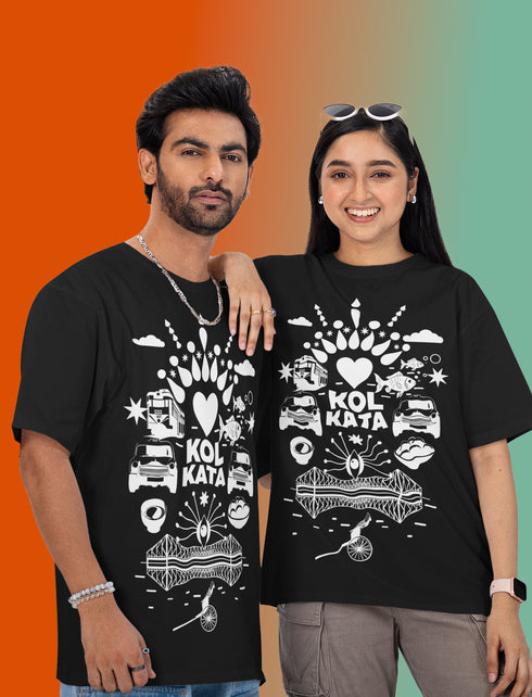Fatafati Kolkata Printed T-Shirt - Black