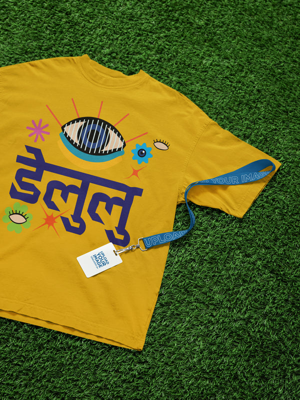 Delulu Printed T-Shirt - Mustard Yellow