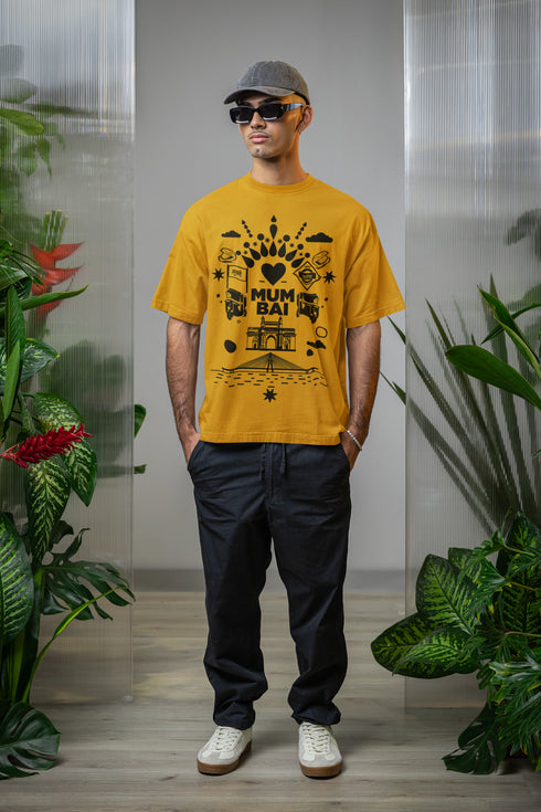 Aamchi Mumbai Printed T-Shirt - Mustard Yellow