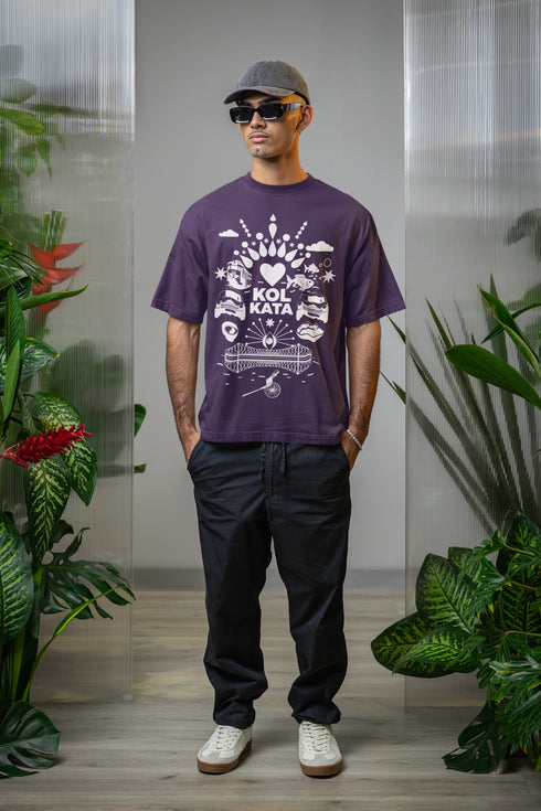 Fatafati Kolkata Printed T-Shirt - Purple