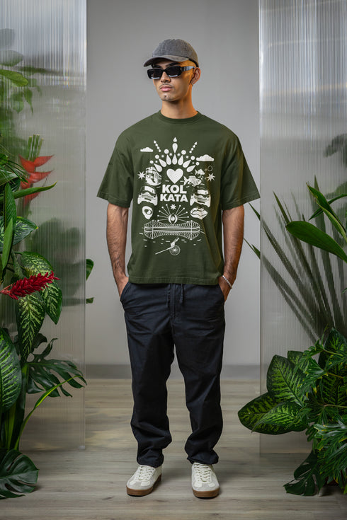 Fatafati Kolkata Printed T-Shirt - Green