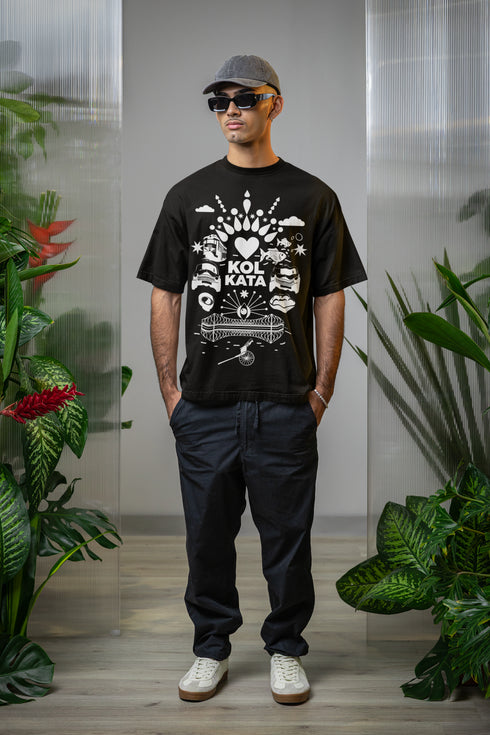 Fatafati Kolkata Printed T-Shirt - Black