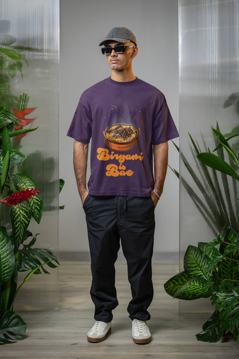 Biryani is Bae Printed T-Shirt - Purple