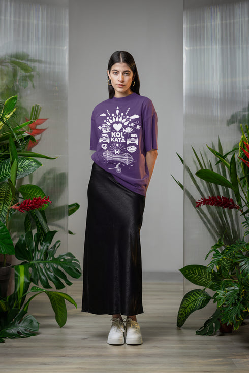 Fatafati Kolkata Printed T-Shirt - Purple