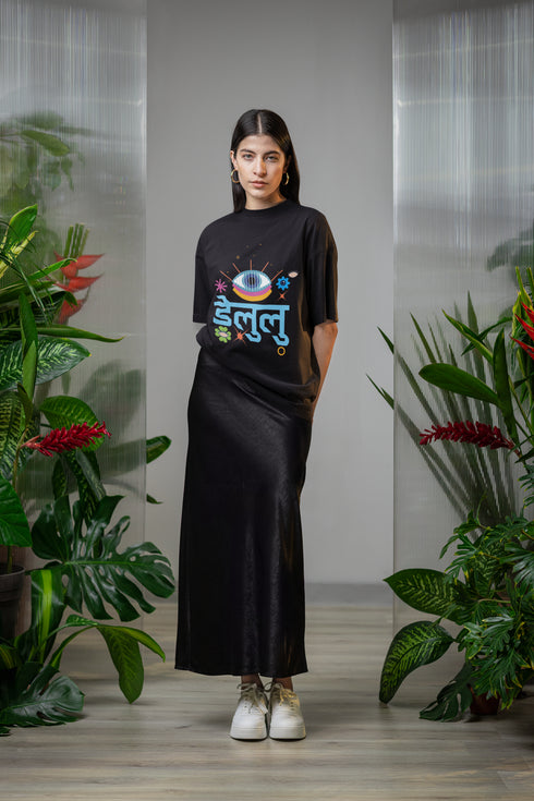 Delulu Printed T-Shirt - Black