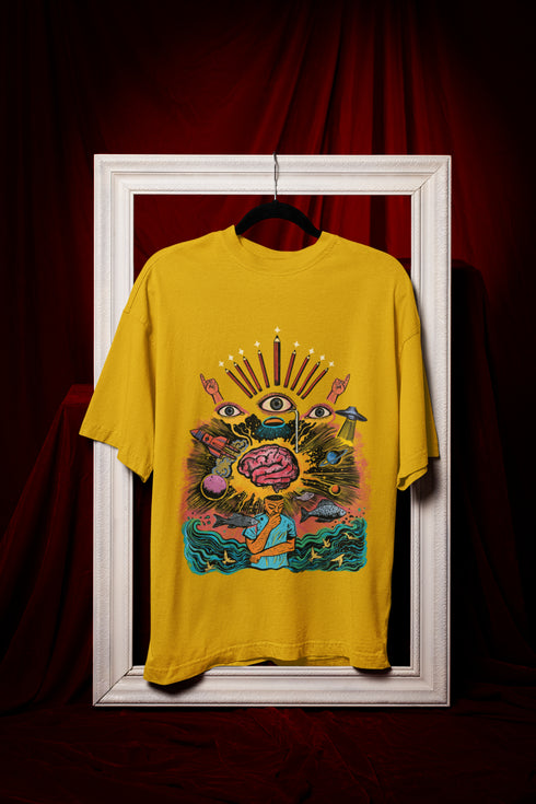 Inner Cosmos Printed T-Shirt - Yellow