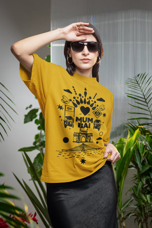 Aamchi Mumbai Printed T-Shirt - Mustard Yellow