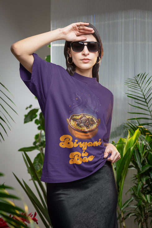 Biryani is Bae Printed T-Shirt - Purple
