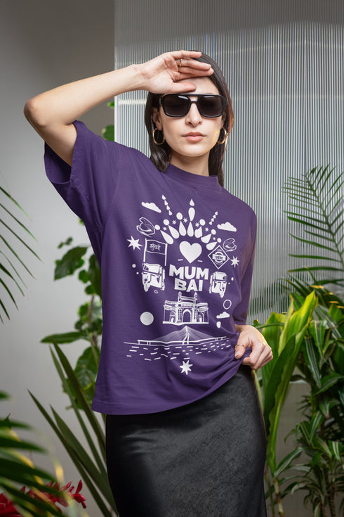 Aamchi Mumbai Printed T-Shirt - Purple