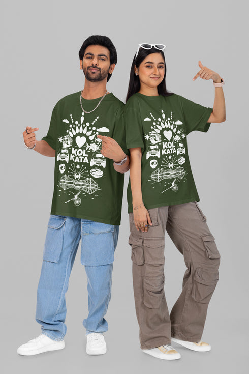Fatafati Kolkata Printed T-Shirt - Green