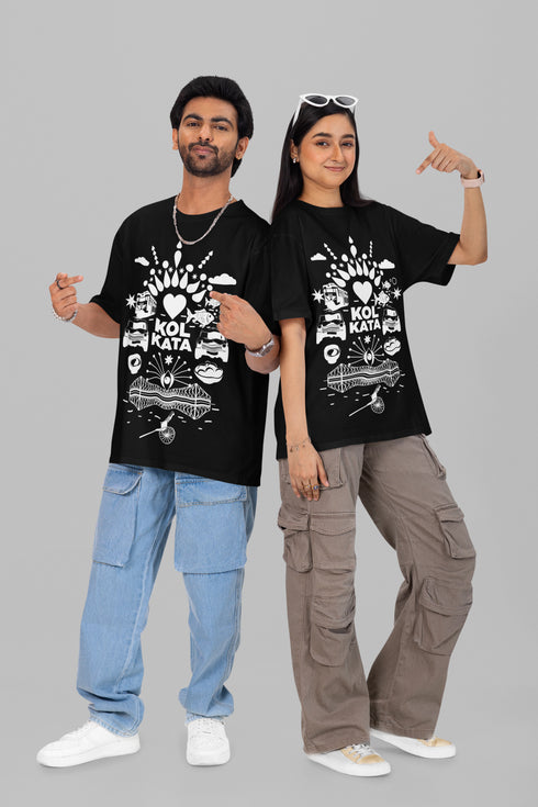 Fatafati Kolkata Printed T-Shirt - Black