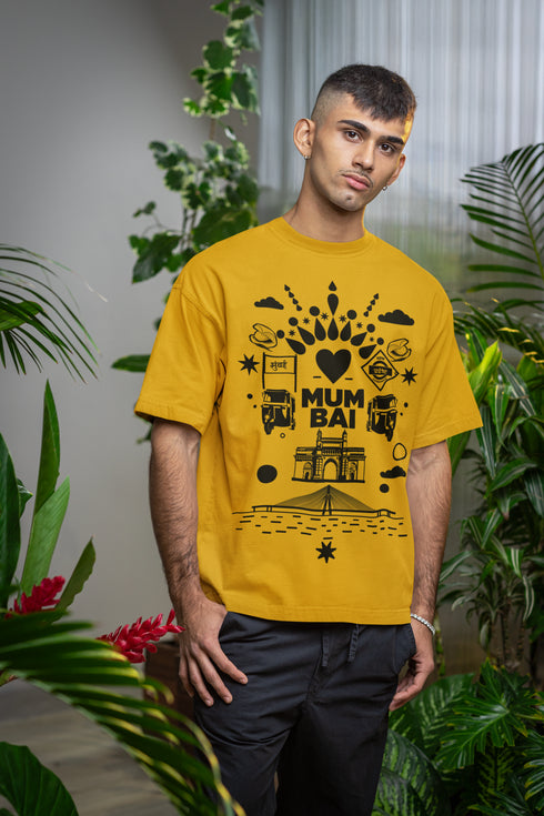 Aamchi Mumbai Printed T-Shirt - Mustard Yellow