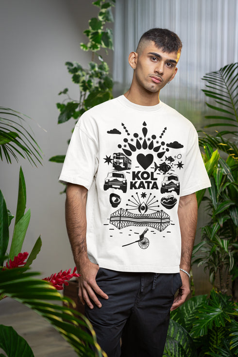 Fatafati Kolkata Printed T-Shirt - White
