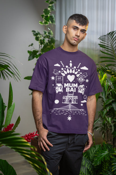 Aamchi Mumbai Printed T-Shirt - Purple